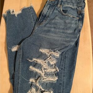 American Eagle Outfitters Ripped Blue Boyfriend Jeans